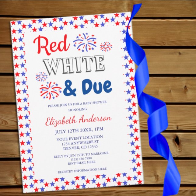 Invitación Baby Shower rojo, blanco y debido (Subido por el creador)