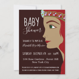 Invitación Baby Shower Rojo Princesa