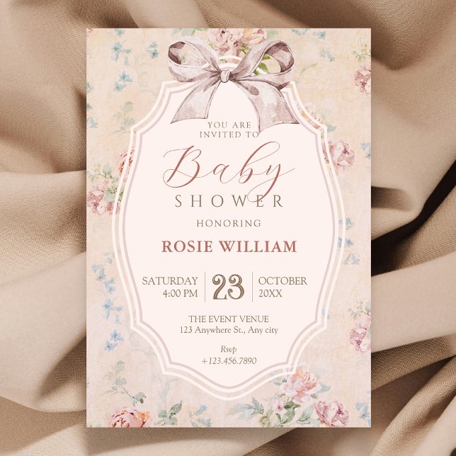 Invitación Baby shower romántico vintage (Subido por el creador)