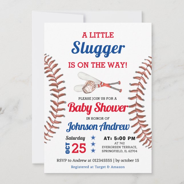 Invitación Baby Shower Rookie All Star personal de béisbol (Anverso)