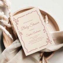 Baby Shower rosa caprichoso con borde espumoso