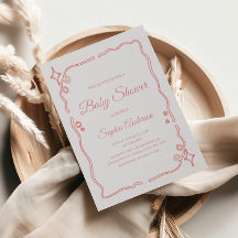 Baby Shower rosa caprichoso con borde espumoso