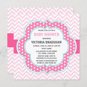 Invitación Baby Shower Rosa Chevron