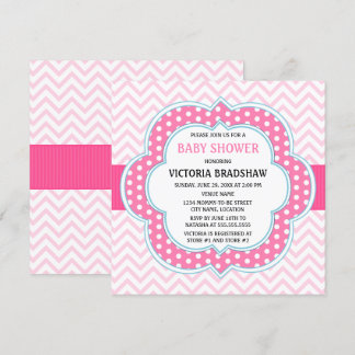 Invitación Baby Shower Rosa Chevron