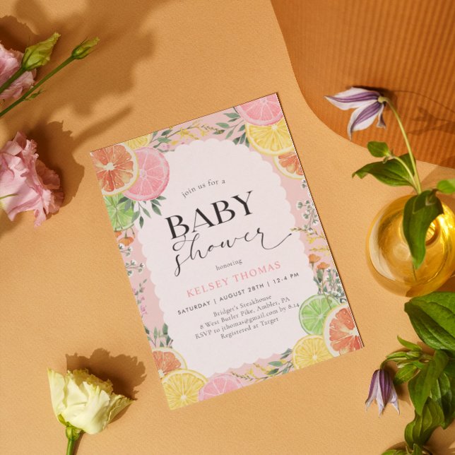 Invitación Baby Shower rosa cítrico acuarela (Subido por el creador)