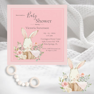 Invitación Baby Shower rosa conejo conejo conejo c