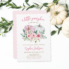 Invitación Baby Shower rosa de calabaza pequeña