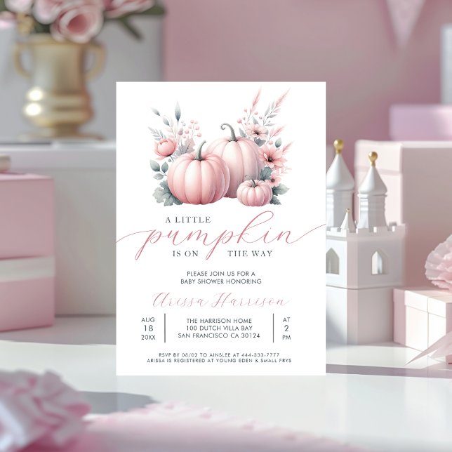 Invitación Baby Shower rosa de calabaza pequeña (Subido por el creador)