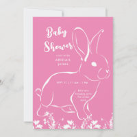 Baby Shower rosa de conejo blanco