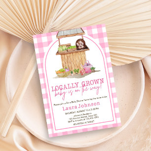 Invitación Baby Shower rosa de crecimiento local
