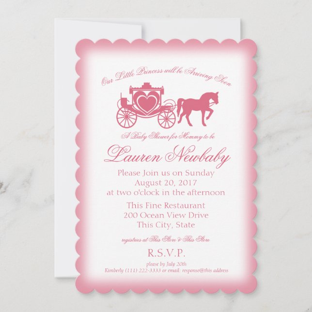 Invitación Baby Shower rosa de cuento de hadas (Anverso)
