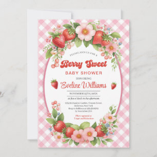 Invitación Baby Shower rosa de fresa dulce de Berr
