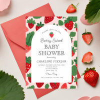 Invitación Baby Shower rosa de fresa dulce de Berr