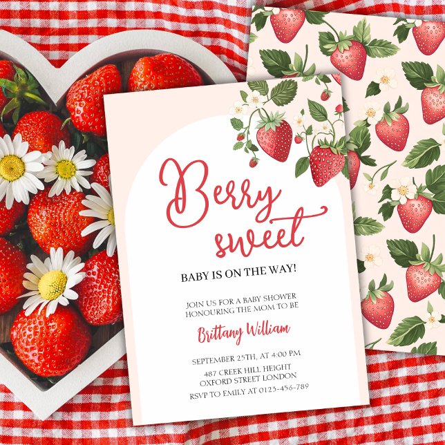 Invitación Baby Shower rosa de fresa dulce de Berr (Subido por el creador)