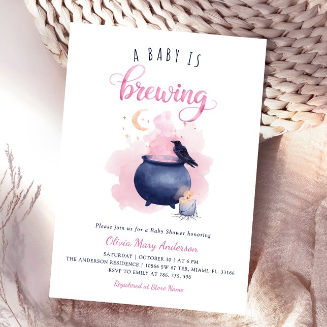 Invitación Baby Shower rosa de Halloween (Subido por el creador)