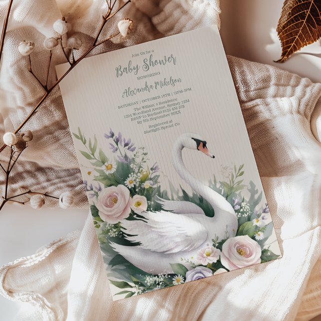 Invitación Baby Shower rosa de la princesa de cisne Rubor sua (Subido por el creador)