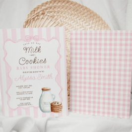 Invitación Baby Shower rosa de leche y galletas