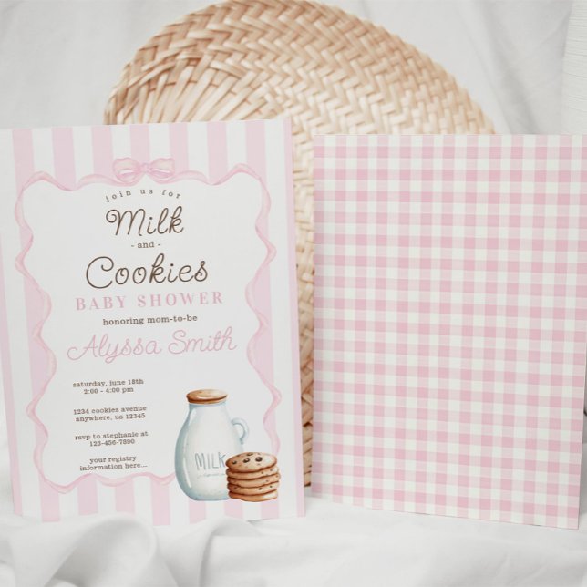Invitación Baby Shower rosa de leche y galletas (Subido por el creador)