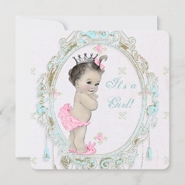 Invitación Baby Shower rosa de moda (Anverso)