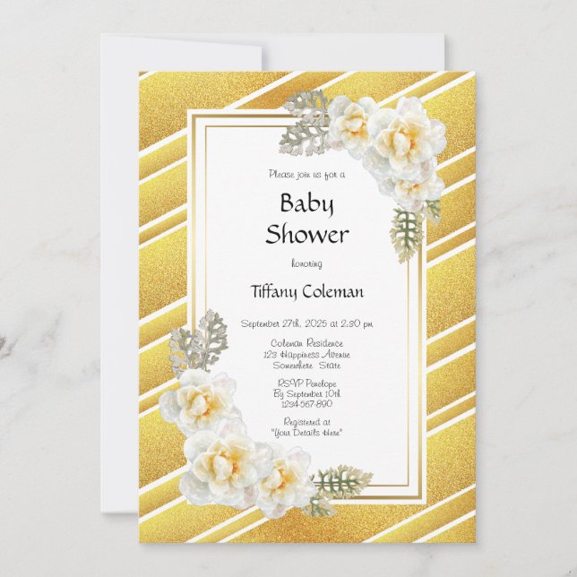 Invitación Baby Shower Rosa de oro (Anverso)