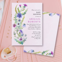 Baby Shower rosa de primavera con flores silvestre