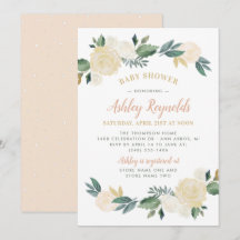 Baby Shower Rosa Dorado Verde Floral Elegante