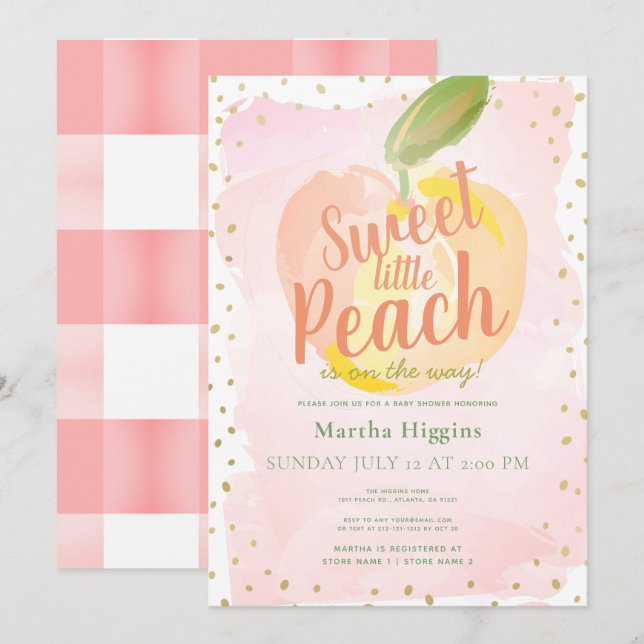 Invitación Baby Shower rosa dulce y pequeño (Anverso / Reverso)