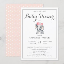 Invitación Baby Shower rosa elefante virtual