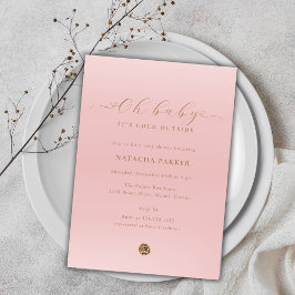 Invitación Baby Shower rosa elegante Chica de invi