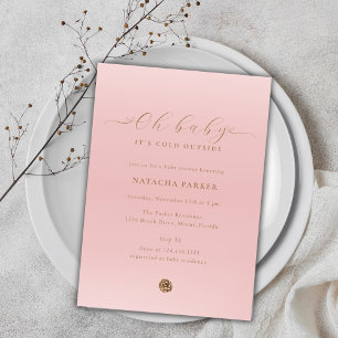 Invitación Baby Shower rosa elegante Chica de invi