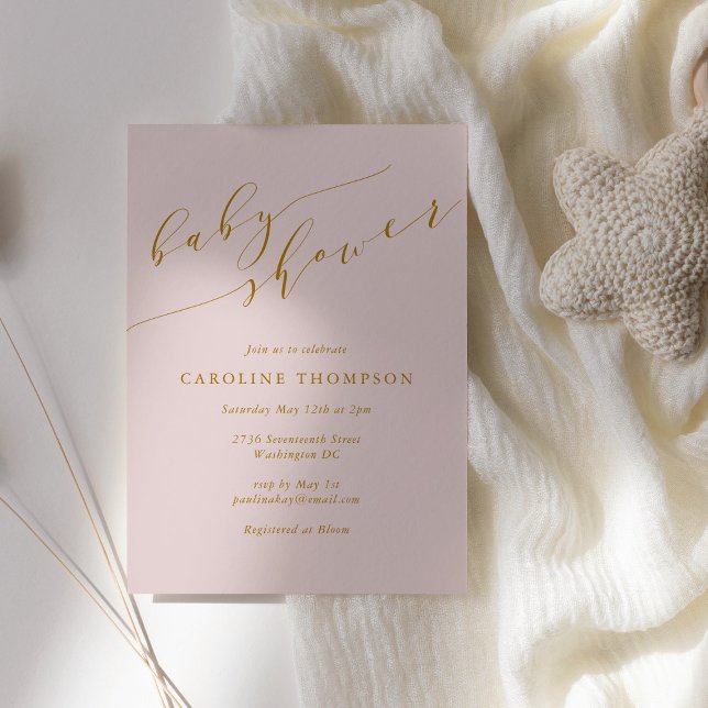 Invitación Baby Shower rosa elegante clásico minimalista (Subido por el creador)