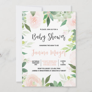 Invitación Baby Shower rosa exitoso