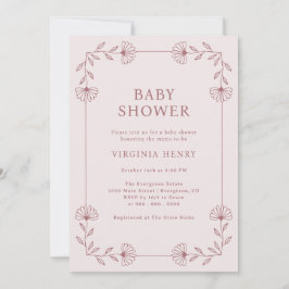 Invitación Baby Shower rosa floral