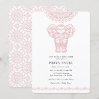 Baby Shower rosa indio elefante