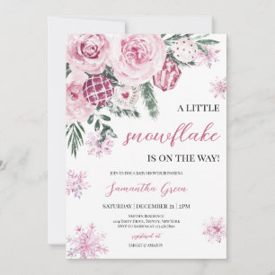 Invitación Baby Shower Rosa Little Snowflake