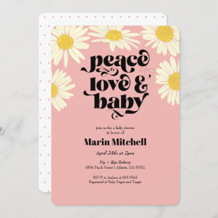 Invitación Baby Shower rosa rosado floral retro
