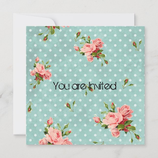 Invitación Baby Shower rosa Roses vintage (Anverso)