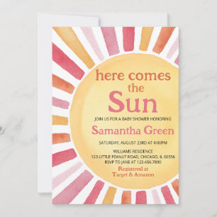 Invitación Baby Shower rosa Sunshine