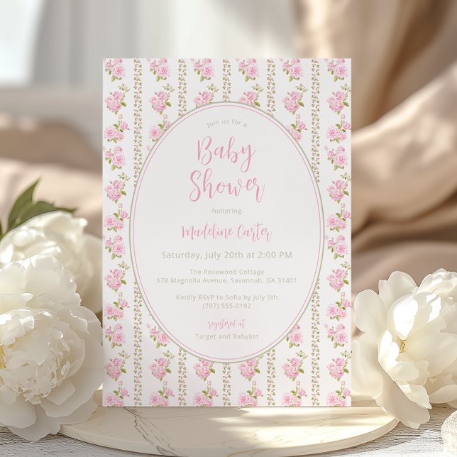 Invitación Baby Shower Rosa Vintage  (Subido por el creador)