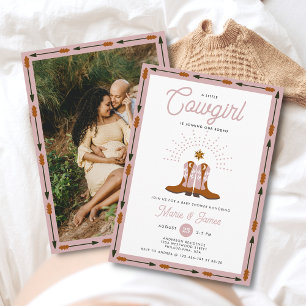 Invitación Baby Shower Rosa Western Little Cowgirl Rodeo