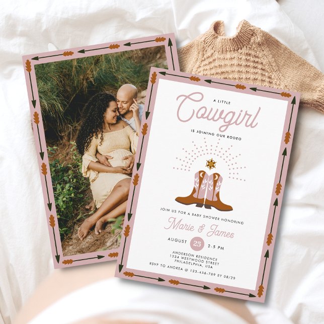 Invitación Baby Shower Rosa Western Little Cowgirl Rodeo (Subido por el creador)