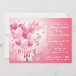 Invitación Baby Shower rosa y blanco de San Valentín