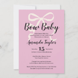 Invitación Baby Shower rosa y elegante con arco de coqueta