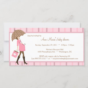 Invitación Baby Shower Rosa Y Marrón