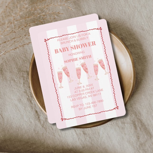 Invitación Baby Shower rosa y rojo brunch (Subido por el creador)