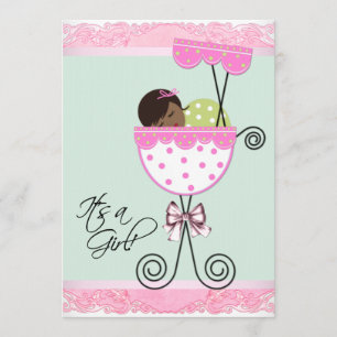 Invitación Baby Shower rosa y verde