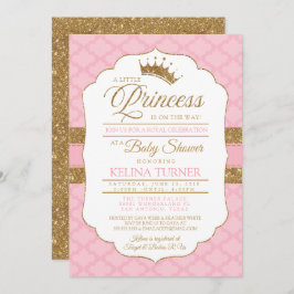 Invitación Baby Shower rosada a la princesa real