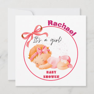 Invitación Baby Shower rosado, baby Girl Shower