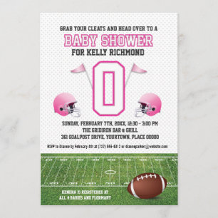 Invitación Baby Shower rosado de fútbol