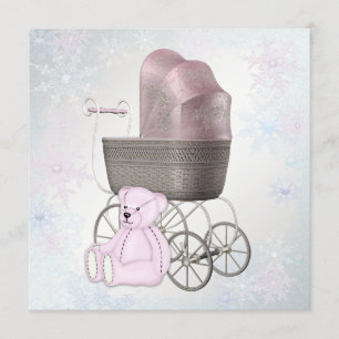 Invitación Baby Shower rosado de invierno Wonderland